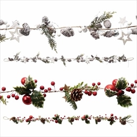 LEDライト付きナチュラル クリスマスガーランド