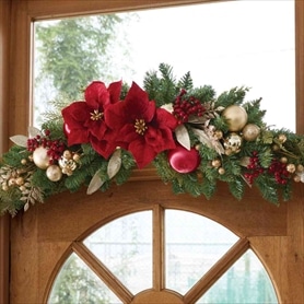 ポインセチア造花＆ボールスワッグ100cm［ストエキオリジナル］