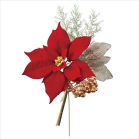 6束 ポインセチア造花ミックスバンチ レッド 64cm