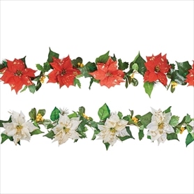 ポインセチアヒイラギ造花ガーランド