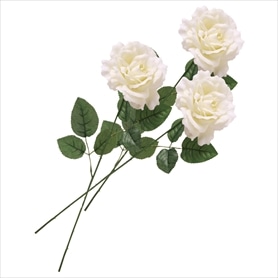 12本 ベルベットローズ造花スプレーホワイト56cm