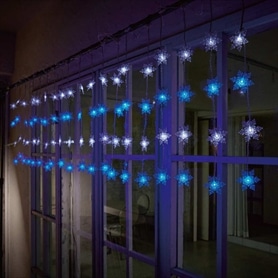 LED 20連 ミニスノーフレイクカーテンライト幅380cm