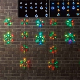 LED 6連 スノーフレークカーテンライト 144球 幅155×高さ106cm