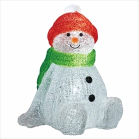 LEDモチーフライト おすわりスノーマン クリスマスカラー 高さ38cm