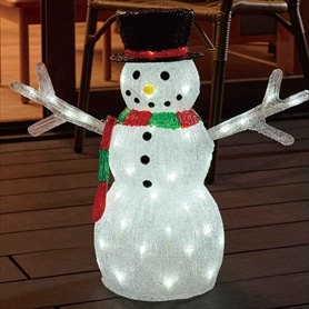 LEDクリスタルモチーフ ハットスノーマン高さ50cm