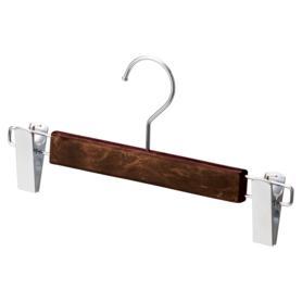 木製ボトムハンガー【10本】ヴィンテージブラウン外型クリップ付き(メープル)〔ストエキオリジナル〕