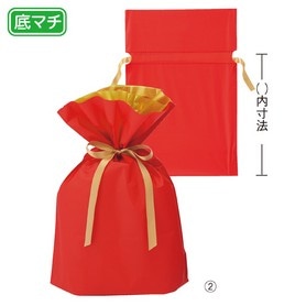 【20枚】 梨地リボン付きギフトバッグ レッド