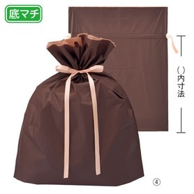 【20枚】 梨地リボン付きギフトバッグ ブラウン