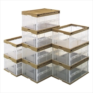 折りたたみコンテナ(透明) ベージュ