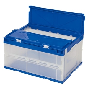 フタ一体型 折りたたみコンテナ(透明) エコタイプ