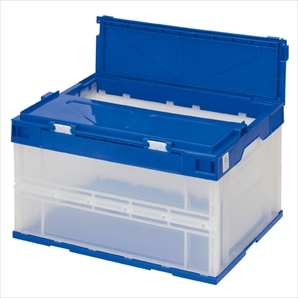 フタ一体型 折りたたみコンテナ(透明) エコタイプ