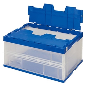 フタ一体型 折りたたみコンテナ(透明) エコタイプ