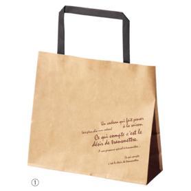 ヘッズ BKFブラウンペーパーバッグ 柄入り手提げ紙袋 平ひも ブラウン