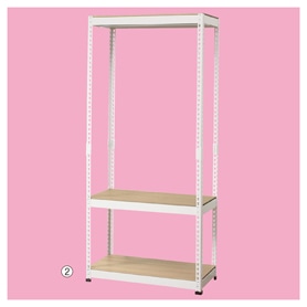 メタル＆ウッドラック ハンガー展開 ホワイト