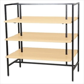 UR中央両面オープンタイプ ブラック 幅120×H135cm 木棚(エクリュ)6枚セット