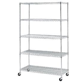 ワイヤーラック 奥行45cm 高さ189cm 5段 キャスター付き 〔ストエキオリジナル〕