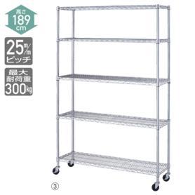 ワイヤーラック 奥行35cm 高さ189cm 5段 キャスター付き 〔ストエキオリジナル〕