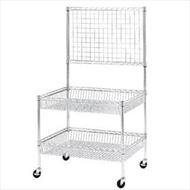 シェルフワゴン高さ159cm 2段展開ネット付き 幅90cm〔ストエキオリジナル〕