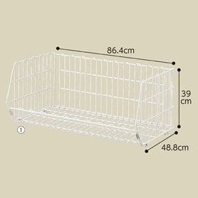 高機能型ジャンブルバスケット バラ売り専用オプション 幅86.4cm ホワイト〔ストエキオリジナル〕