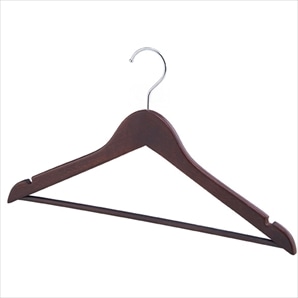 【100本】木製ハンガー ブラウン平型バー付き〔ストエキオリジナル〕