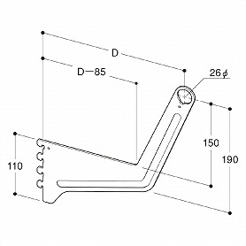 丸バー用貫通式アップブラケット