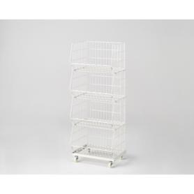 幅58.8cm ジャンブルバスケット(直径6cmキャスター付き) ホワイト〔ストエキオリジナル〕