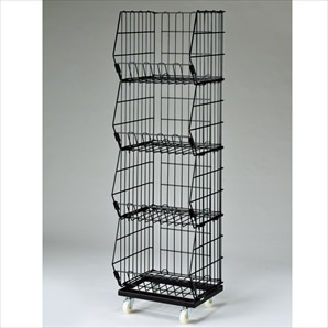 ジャンブルバスケット(直径6cmキャスター付き) 幅42.8cm ブラック〔ストエキオリジナル〕