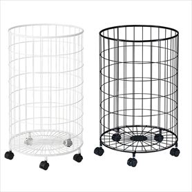 円型バスケットワゴン 深型 ホワイト〔ストエキオリジナル〕