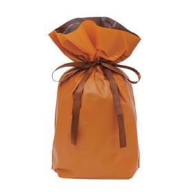 【20枚】梨地リボン付きギフトバッグ オレンジ