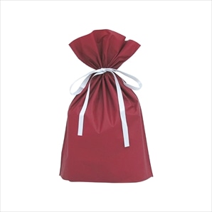 【20枚】梨地リボン付きギフトバッグ ワインレッド