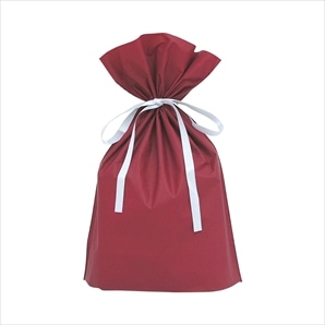 【20枚】梨地リボン付きギフトバッグ ワインレッド