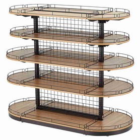 【什器セットまるごと購入】 Rエンドユニット 両エンド 欄干付き木棚(D30･35cm)+ステージセット〔ストエキオリジナル〕