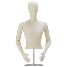 婦人9号　卓上トルソー 頭付 ニット布張 腕付
