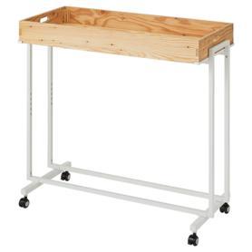 木製トレー付きワゴン ブラック〔ストエキオリジナル〕