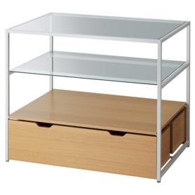 3段テーブル トロッコ付き ホワイト脚〔ストエキオリジナル〕