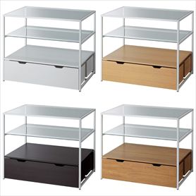 3段テーブル トロッコ付き ホワイト脚〔ストエキオリジナル〕