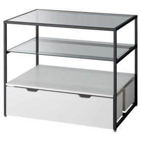 3段テーブル トロッコ付き ブラック脚〔ストエキオリジナル〕