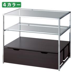 3段テーブル トロッコ付き クローム脚〔ストエキオリジナル〕