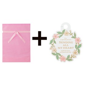 【50セット】ヘッズ 不織布リボン付きギフトバッグピンク タグセット