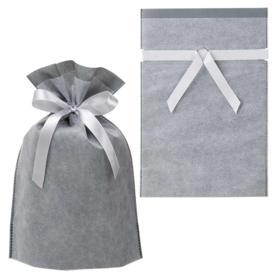 不織布リボン付きギフトバッグ ニュアンスカラー グレー
