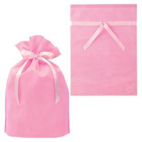不織布リボン付きギフトバッグ ニュアンスカラー ピンク