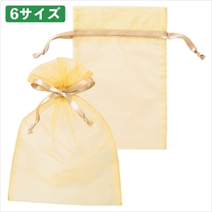 【10枚】ヘッズ オーガンジーギフトバッグ シャンパンゴールド