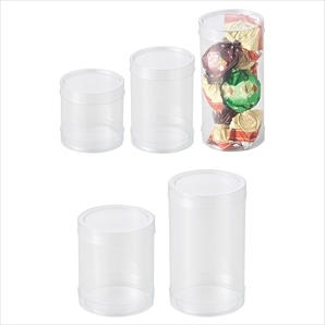10個】円筒クリアケース かぶせ式 PVC 直径4.9×高さ4.7cm 10個