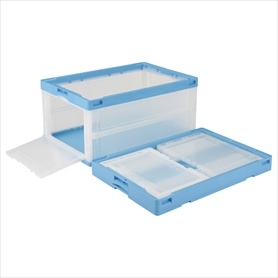 【20個】扉付き折りたたみコンテナ 75L(透明)