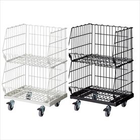 高機能型ジャンブルバスケット 幅54.4cm2段 直径7.5cmキャスター 〔ストエキオリジナル〕