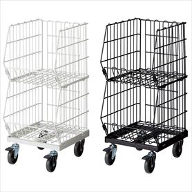 高機能型ジャンブルバスケット 幅38.4cm2段 直径10cmキャスター 〔ストエキオリジナル〕