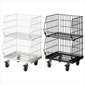 高機能型ジャンブルバスケット 幅54.4cm2段 直径10cmキャスター 〔ストエキオリジナル〕