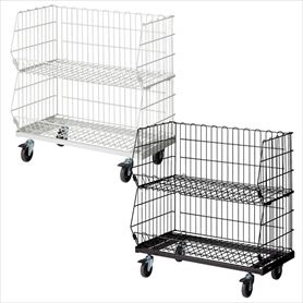 高機能型ジャンブルバスケット 幅86.4cm2段 直径10cmキャスター 〔ストエキオリジナル〕