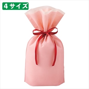 【10枚】不織布リボン付きギフトバッグ スモーキーピンク