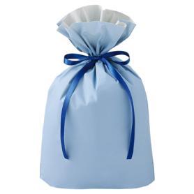 【20枚】梨地リボン付きギフトバッグ スモーキーブルー